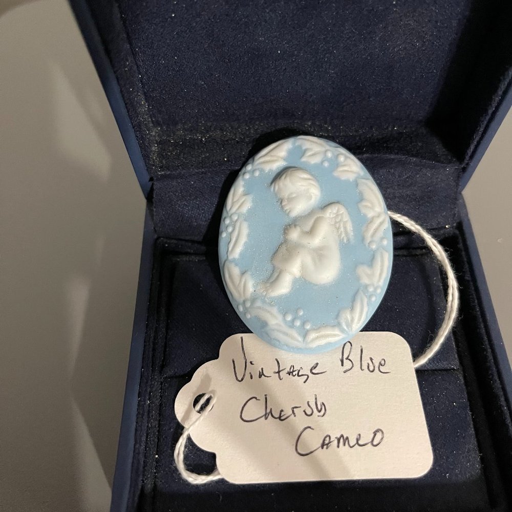Vintage Blue Angel Cameo Pendant
